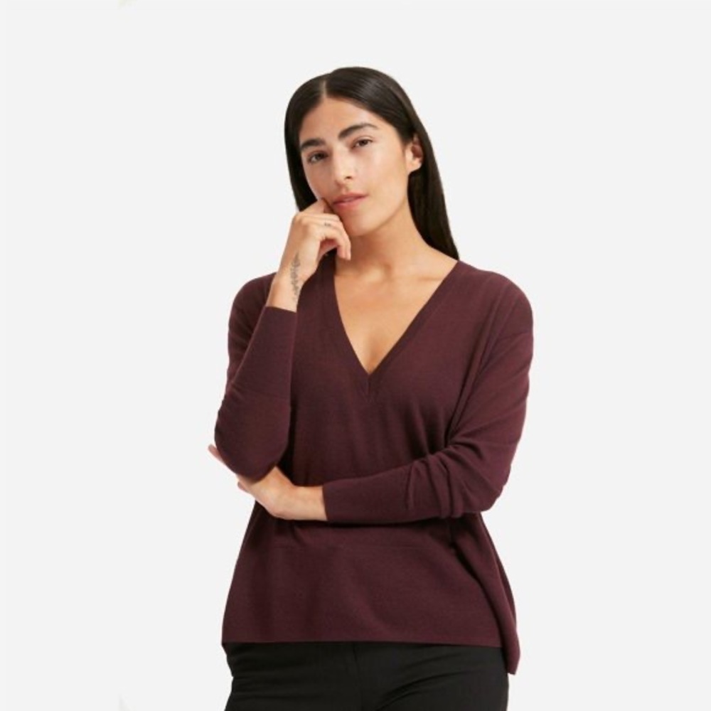 Everlane Luxe Wool V Neck Square shirt